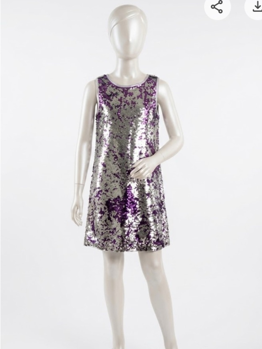 Purple & Silver Sequin Shift Dress for Girls